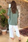 Made in Italy Pia Pillow Cotton Embroidered Tile Classic Shirt Khaki 